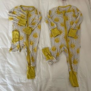 Little sleepies two way zip with mitts and fold over toes bundle